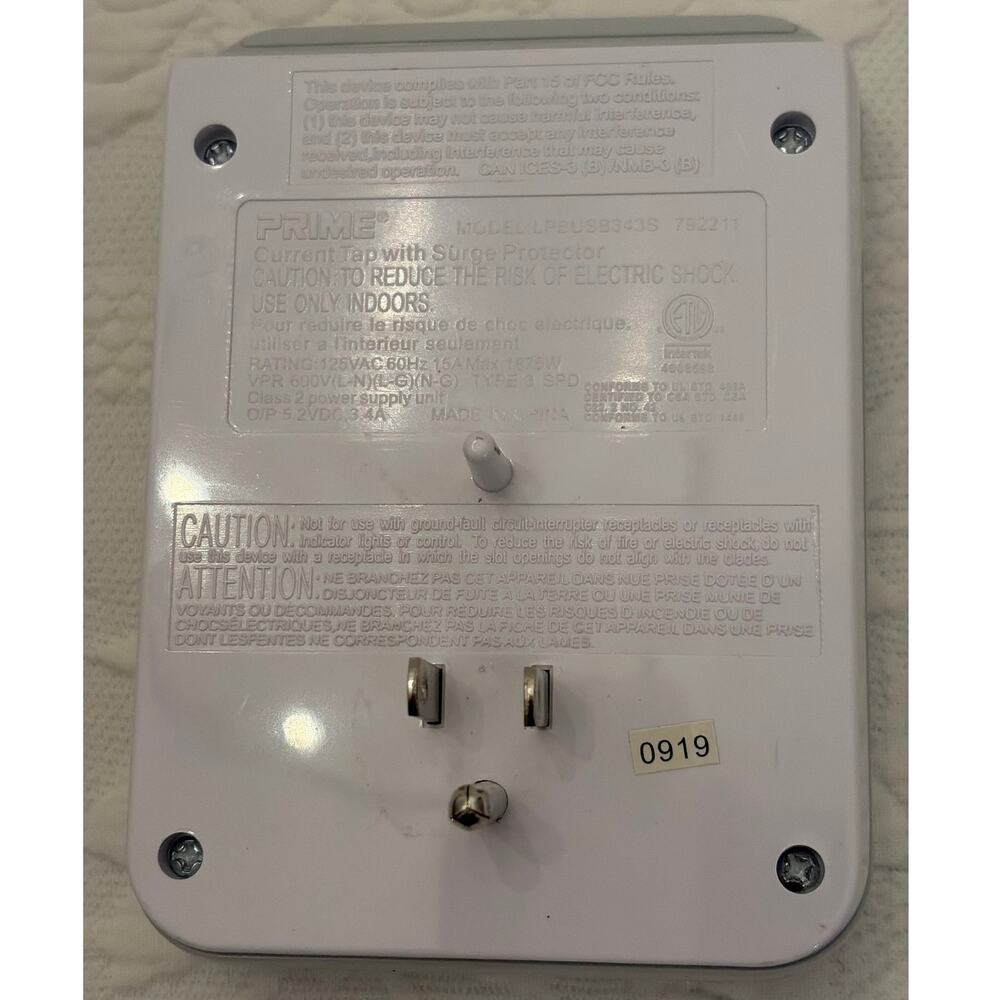 Lot 2 USB Wall Outlet Expanders 3 Grounded Outlets‎ Dual USB Charging Ports - Picture 2 of 2